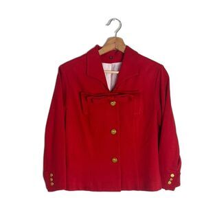 Cabi Blazer Womens 10 Beau Bow Gold Button Love Carol Career Classic Red